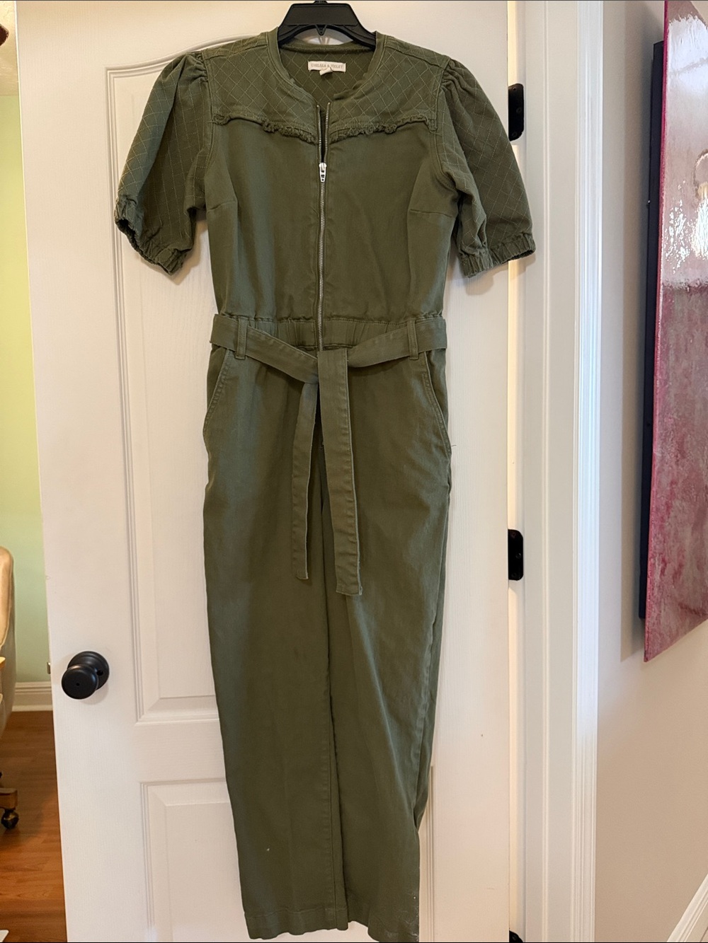 Chelsea & Violet Olive Utility Belted Jumpsuit